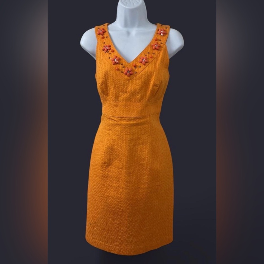 Muse Vibrant Orange Embellished Midi Dress